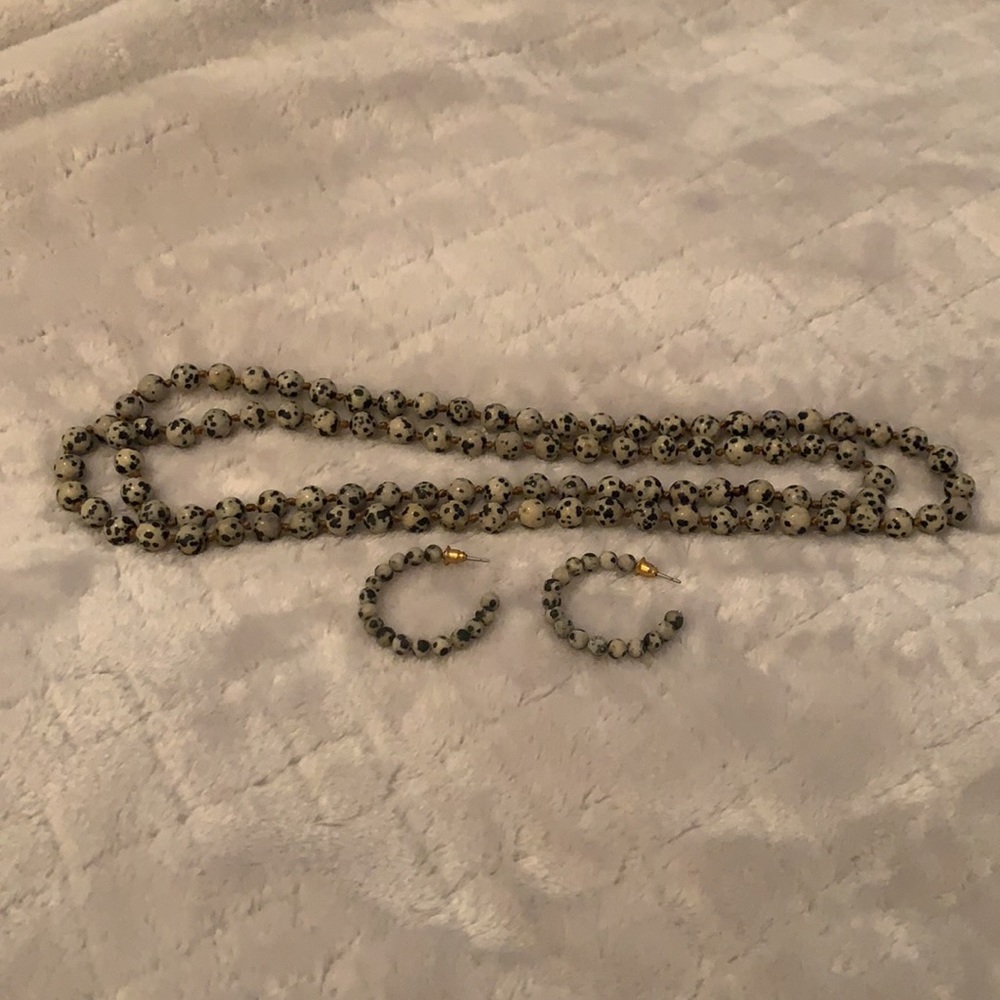 Speckled Bead Earring and Necklace Set